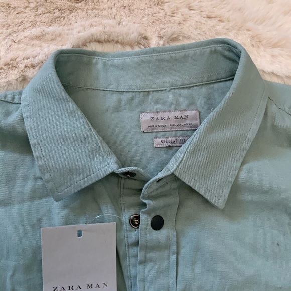 Zara Men's Long Sleeve Snap Button Shirt - Picture 3 of 5